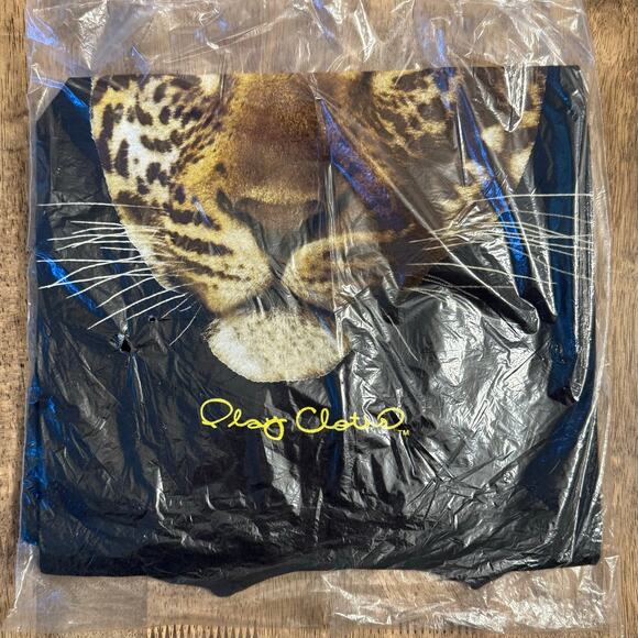 Play Cloths Leopard Cheetah Tee Shirt 100% Cotton Caviar Black Unisex Large - Picture 5 of 7